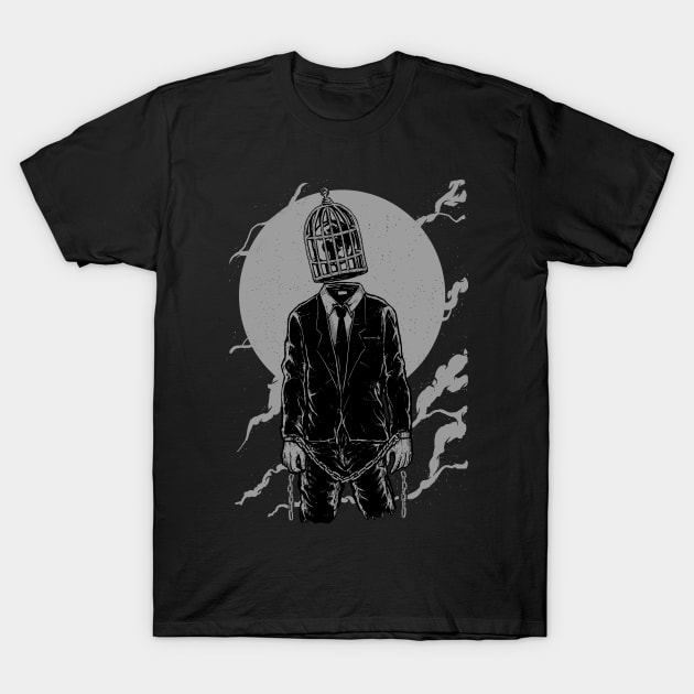 man in a cage T-Shirt by Pocket Puss